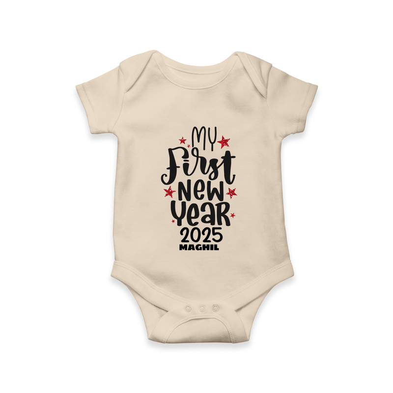 "My First New Year 2025 - Unforgettable With Our Customized Romper for Babies With Name" - IVORY - 0 - 3 Months Old (Chest 16")