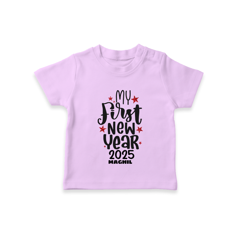 "My First New Year 2025 - Unforgettable With Our Customized T-Shirt for Kids With Name" - LILAC - 0-5 Months Old (Chest 17")