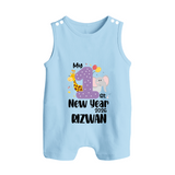 My 1st New Year 2026 – Animal Theme | Personalised Romper Suit   - BABY BLUE - 0 - 5 Months Old (Chest 18")