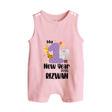 My 1st New Year 2026 – Animal Theme | Personalised Romper Suit   - BABY PINK - 0 - 5 Months Old (Chest 18")