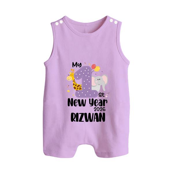 My 1st New Year 2026 – Animal Theme | Personalised Romper Suit   - LILAC - 0 - 5 Months Old (Chest 18")