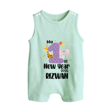 My 1st New Year 2026 – Animal Theme | Personalised Romper Suit   - MINT GREEN - 0 - 5 Months Old (Chest 18")
