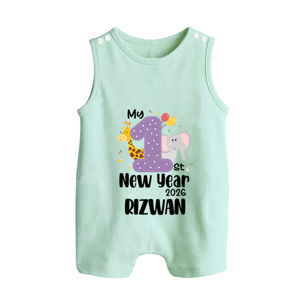 My 1st New Year 2026 – Animal Theme | Personalised Romper Suit   - MINT GREEN - 0 - 5 Months Old (Chest 18")