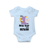 My 1st New Year 2026 – Animal Theme | Personalised Romper for Kids - BABY BLUE - New Born (Chest 14")