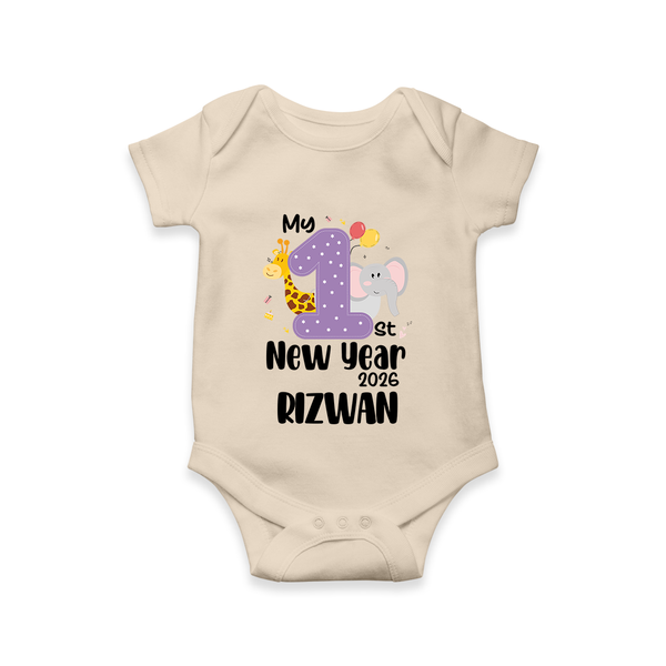 My 1st New Year 2026 – Animal Theme | Personalised Romper for Kids - IVORY - New Born (Chest 14")