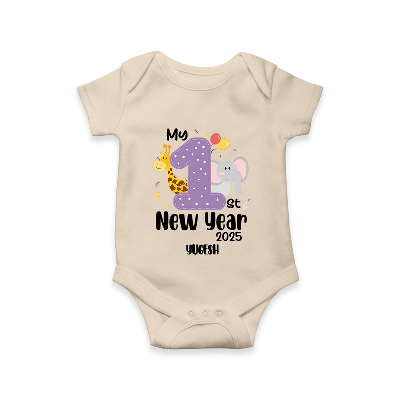 "My First New Year 2025 - Memorable Moments With Our Customized Romper for Babies With Name" - IVORY - 0 - 3 Months Old (Chest 16")