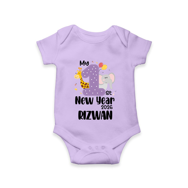 My 1st New Year 2026 – Animal Theme | Personalised Romper for Kids - LILAC - New Born (Chest 14")