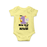 My 1st New Year 2026 – Animal Theme | Personalised Romper for Kids - PASTEL YELLOW - New Born (Chest 14")