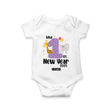 "My First New Year 2025 - Memorable Moments With Our Customized Romper for Babies With Name" - WHITE - 0 - 3 Months Old (Chest 16")