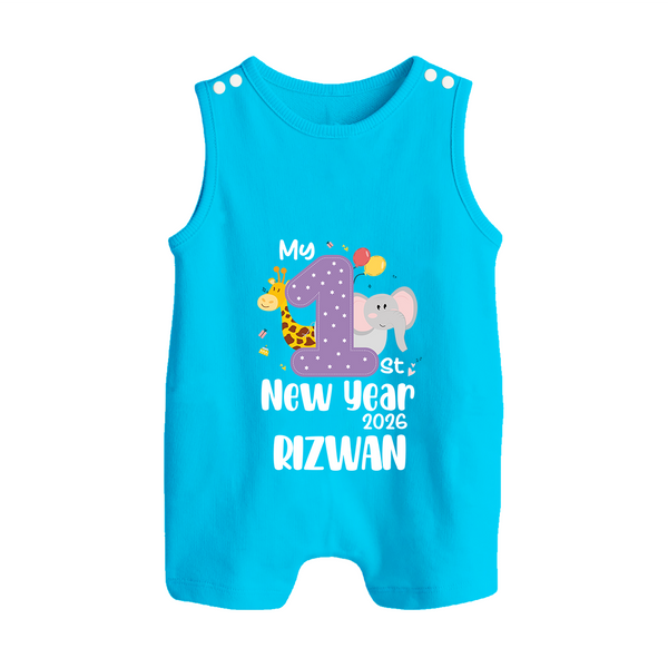 My 1st New Year 2026 – Animal Theme | Personalised Romper Suit   - SKY BLUE - 0 - 5 Months Old (Chest 18")