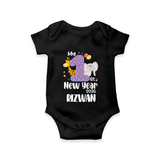 My 1st New Year 2026 – Animal Theme | Personalised Romper for Kids - BLACK - New Born (Chest 14")