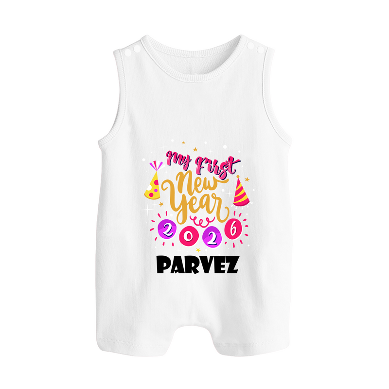 My First New Year 2026 – Party Theme| Customized Romper Suit   - WHITE - 0 - 5 Months Old (Chest 18")