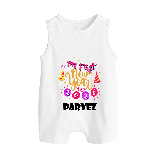 My First New Year 2026 – Party Theme| Customized Romper Suit   - WHITE - 0 - 5 Months Old (Chest 18")