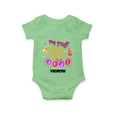 "My First New Year 2025 - Heartwarming Memories With Our Customized Romper for Babies With Name" - GREEN - 0 - 3 Months Old (Chest 16")