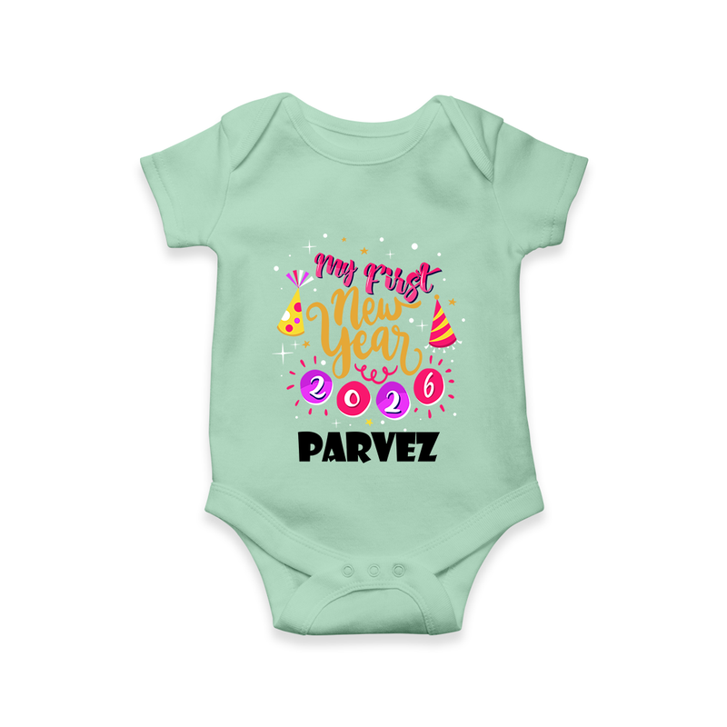My First New Year 2026 – Party Theme| Customized Romper for Kids - MINT GREEN - New Born (Chest 14")