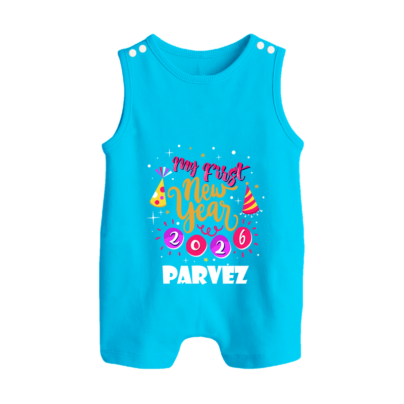 My First New Year 2026 – Party Theme| Customized Romper Suit   - SKY BLUE - 0 - 5 Months Old (Chest 18")