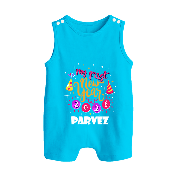 My First New Year 2026 – Party Theme| Customized Romper Suit   - SKY BLUE - 0 - 5 Months Old (Chest 18")
