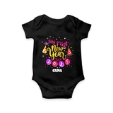 "My First New Year 2025 - Heartwarming Memories With Our Customized Romper for Babies With Name" - BLACK - 0 - 3 Months Old (Chest 16")