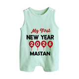 My First New Year 2026 – Gold Balloon Theme | Personalised Romper Suit   - MINT GREEN - 0 - 5 Months Old (Chest 18")