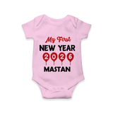 My First New Year 2026 – Gold Balloon Theme | Personalised Romper for Kids - BABY PINK - New Born (Chest 14")