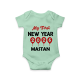 My First New Year 2026 – Gold Balloon Theme | Personalised Romper for Kids - MINT GREEN - New Born (Chest 14")