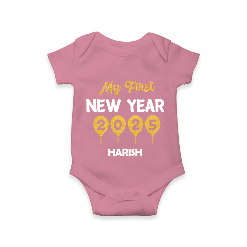 "My First New Year 2025 - Smiles and Memories With Our Customized Romper for Babies With Name" - ONION - 0 - 3 Months Old (Chest 16")