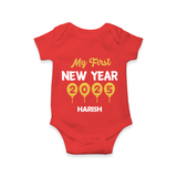 "My First New Year 2025 - Smiles and Memories With Our Customized Romper for Babies With Name" - RED - 0 - 3 Months Old (Chest 16")