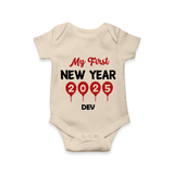 "My First New Year 2025 - Smiles and Memories With Our Customized Romper for Babies With Name" - IVORY - 0 - 3 Months Old (Chest 16")