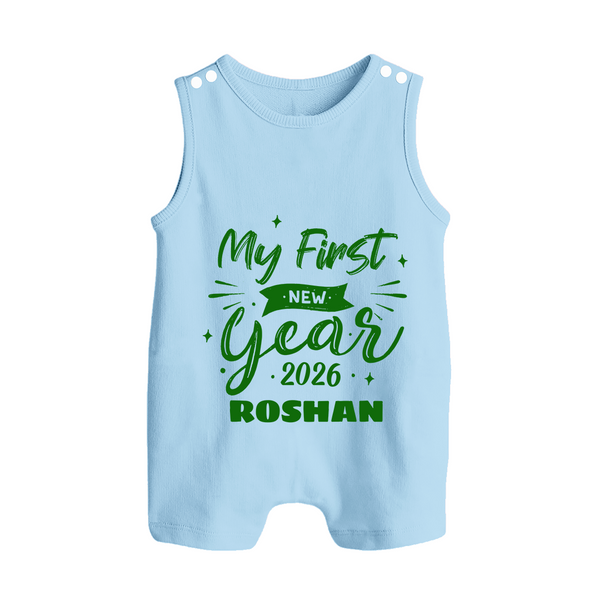 My First New Year 2026 – Neon Glow Theme | Customized Romper Suit   - BABY BLUE - 0 - 5 Months Old (Chest 18")