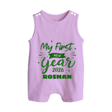My First New Year 2026 – Neon Glow Theme | Customized Romper Suit   - LILAC - 0 - 5 Months Old (Chest 18")