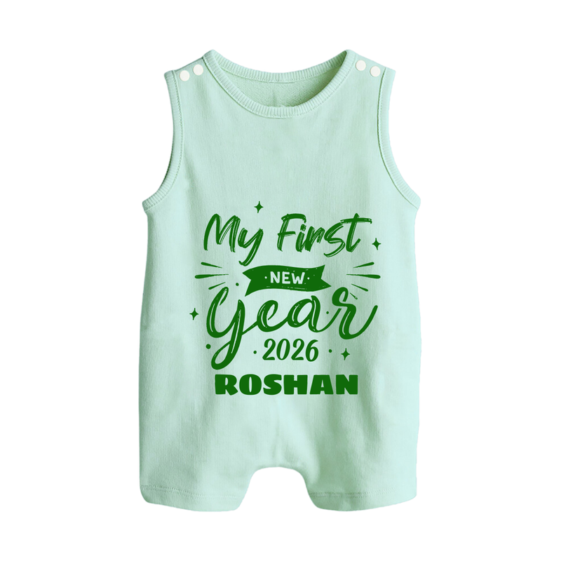 My First New Year 2026 – Neon Glow Theme | Customized Romper Suit   - MINT GREEN - 0 - 5 Months Old (Chest 18")