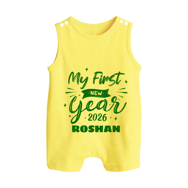 My First New Year 2026 – Neon Glow Theme | Customized Romper Suit   - PASTEL YELLOW - 0 - 5 Months Old (Chest 18")