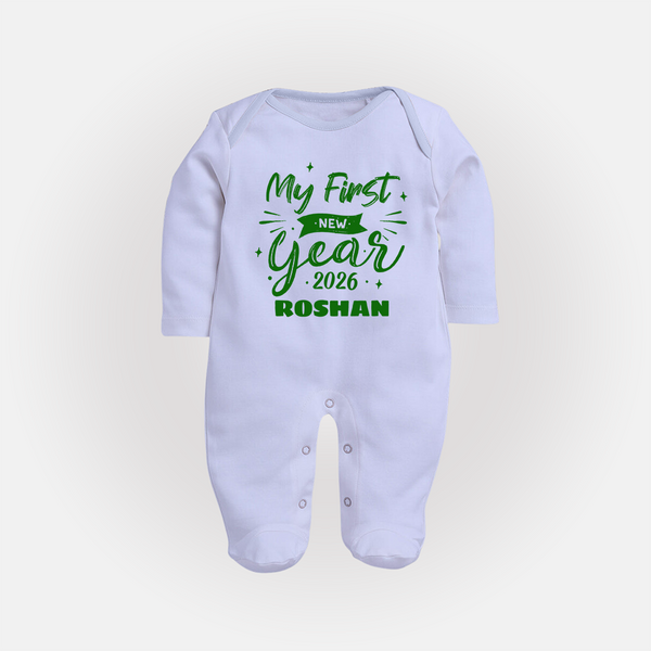 My First New Year 2026 – Neon Glow Theme | Customized Fullbody Suit   - BABY BLUE - New Born (Chest 7.5")