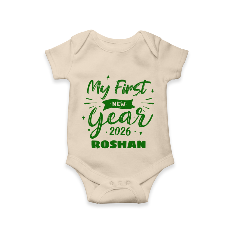 My First New Year 2026 – Neon Glow Theme | Customized Romper for Kids - IVORY - New Born (Chest 14")