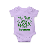My First New Year 2026 – Neon Glow Theme | Customized Romper for Kids - LILAC - New Born (Chest 14")