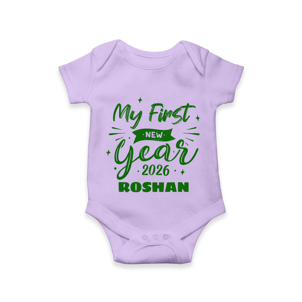 My First New Year 2026 – Neon Glow Theme | Customized Romper for Kids - LILAC - New Born (Chest 14")