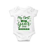 My First New Year 2026 – Neon Glow Theme | Customized Romper for Kids - WHITE - New Born (Chest 14")