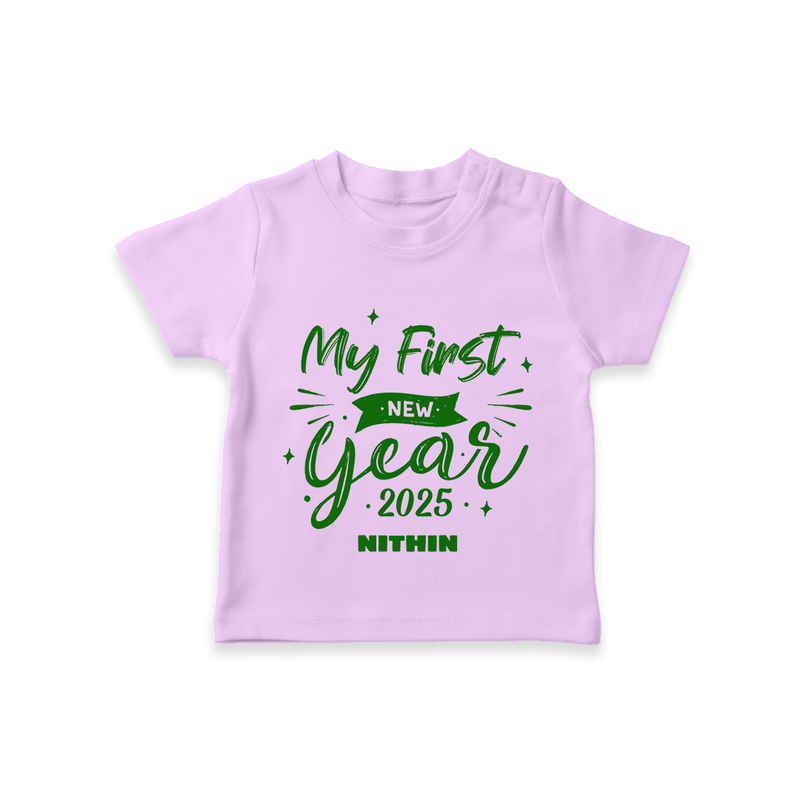 "My First New Year 2025 - Blissful Moments With Our Customized T-Shirt for Kids With Name" - LILAC - 0-5 Months Old (Chest 17")