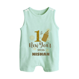 1st New Year 2026 – Baby Bottle | Personalised Romper Suit   - MINT GREEN - 0 - 5 Months Old (Chest 18")