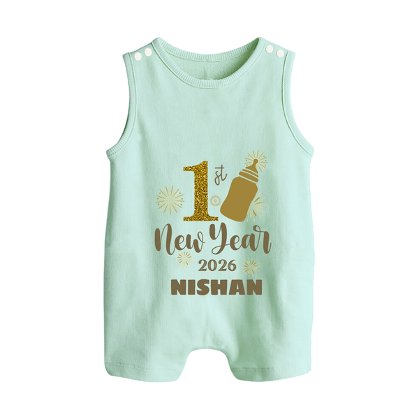 1st New Year 2026 – Baby Bottle | Personalised Romper Suit   - MINT GREEN - 0 - 5 Months Old (Chest 18")