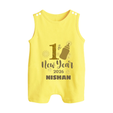 1st New Year 2026 – Baby Bottle | Personalised Romper Suit   - PASTEL YELLOW - 0 - 5 Months Old (Chest 18")
