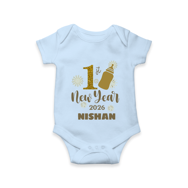 1st New Year 2026 – Baby Bottle | Personalised Romper for Kids - BABY BLUE - New Born (Chest 14")