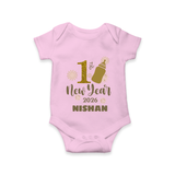 1st New Year 2026 – Baby Bottle | Personalised Romper for Kids - BABY PINK - New Born (Chest 14")