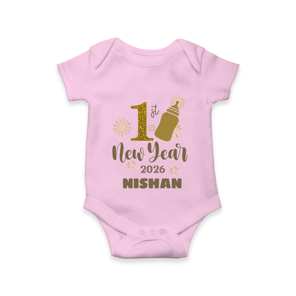 1st New Year 2026 – Baby Bottle | Personalised Romper for Kids - BABY PINK - New Born (Chest 14")