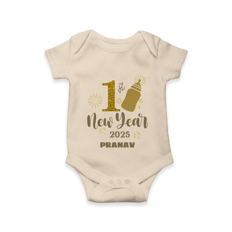 "My First New Year 2025 - Special Memories With Our Customized Romper for Babies With Name" - IVORY - 0 - 3 Months Old (Chest 16")