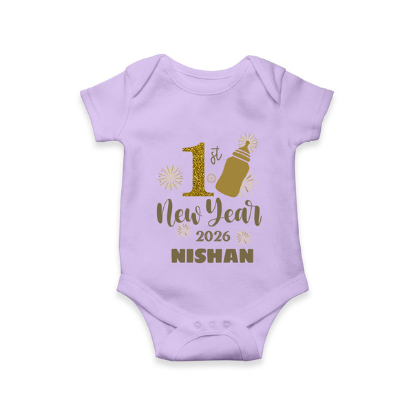 1st New Year 2026 – Baby Bottle | Personalised Romper for Kids - LILAC - New Born (Chest 14")