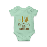 1st New Year 2026 – Baby Bottle | Personalised Romper for Kids - MINT GREEN - New Born (Chest 14")
