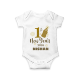 1st New Year 2026 – Baby Bottle | Personalised Romper for Kids - WHITE - New Born (Chest 14")