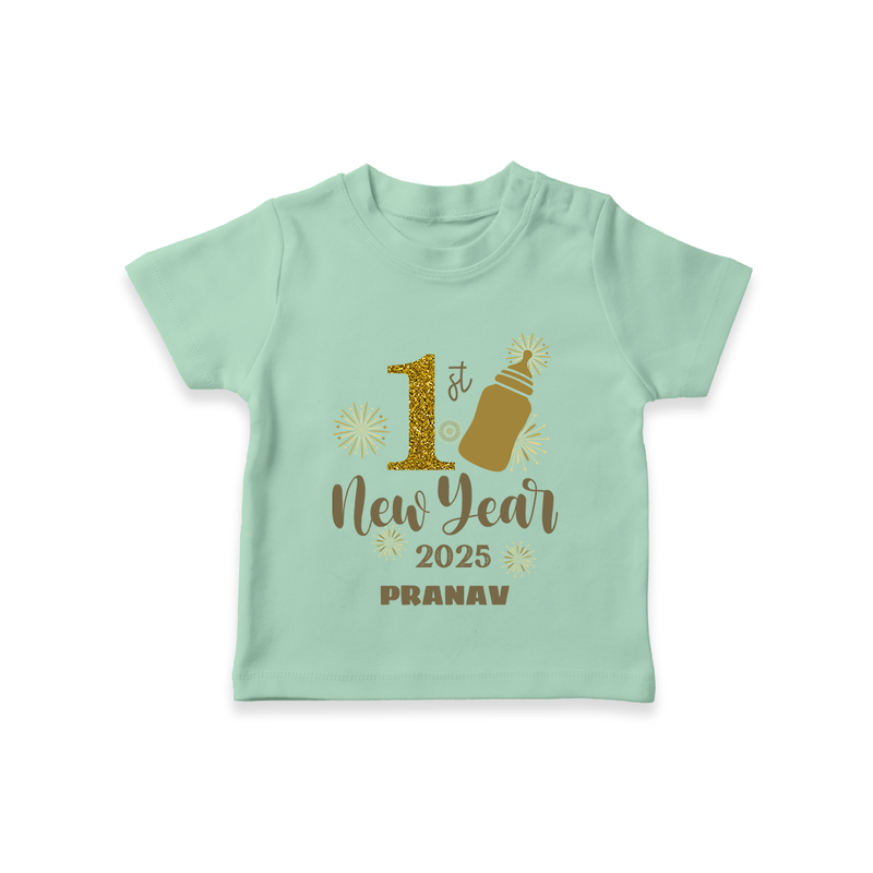 "My First New Year 2025 - Special Memories With Our Customized T-Shirt for Kids With Name" - MINT GREEN - 0-5 Months Old (Chest 17")