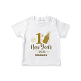 "My First New Year 2025 - Special Memories With Our Customized T-Shirt for Kids With Name" - WHITE - 0-5 Months Old (Chest 17")